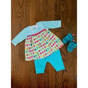Zutano Newborn Baby Girl 0-3 Months Outfit & Booties Bundle